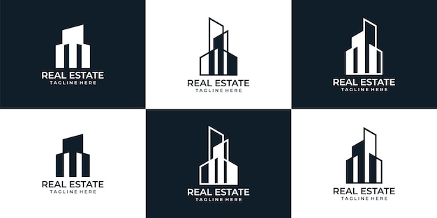 Modern hometown real estate building logo design collection