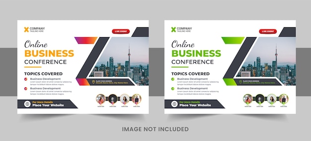 Modern horizontal business conference flyer template or business live webinar event flyer layout