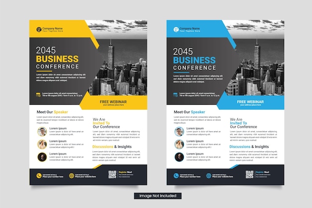 Modern horizontal business conference flyer template and live webinar event banner design