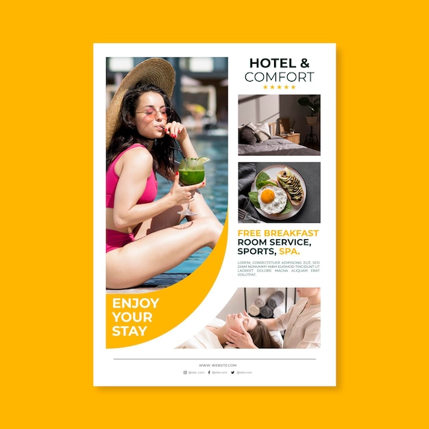 Modern hotel flyer template with photo