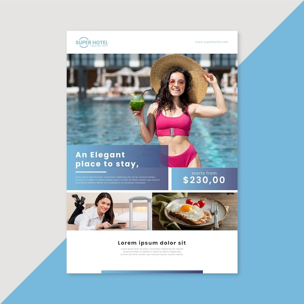 modern hotel information flyer with photo