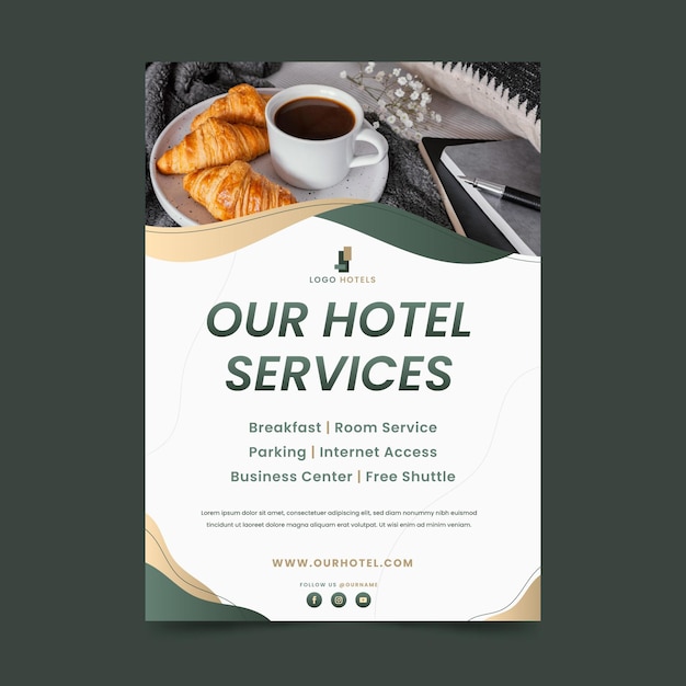 Modern hotel information flyer with photo