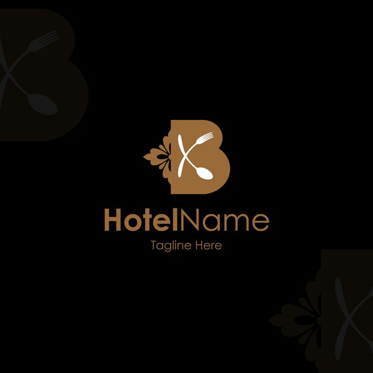 Modern hotel logo with letter B and alphabet logo template