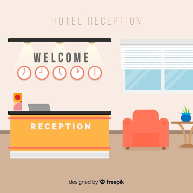 Vector modern hotel reception with flat design