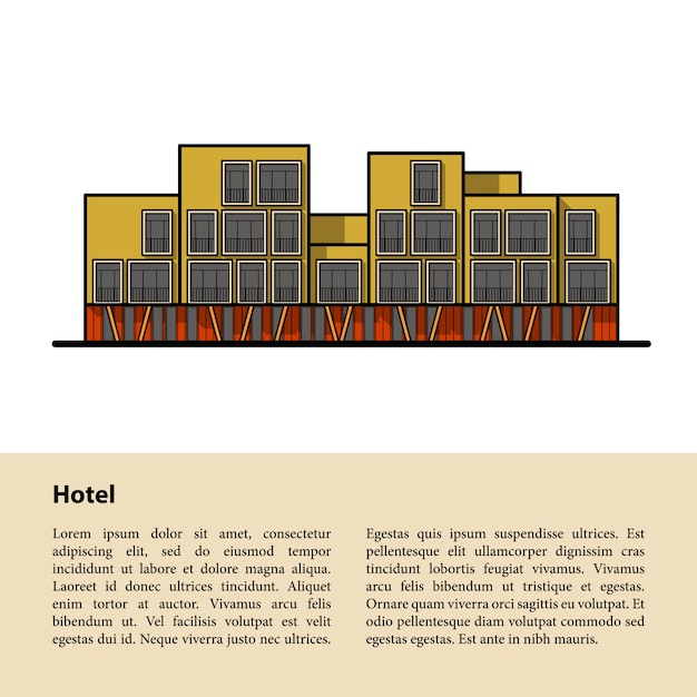 Vector modern hotel. template for your text at the bottom