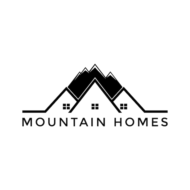 Modern house design in the mountains Vector logo template