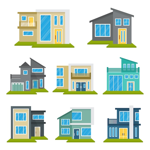 modern house home real estate set