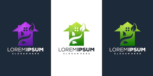 Modern house leaf logo design