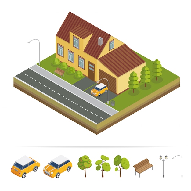 Modern house. modern home. isometric concept. real estate. cottage. isometric house. computer icon. modern scandinavian style