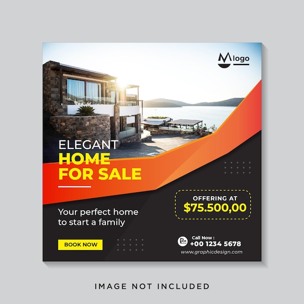 Modern house real estate sale social media banner template