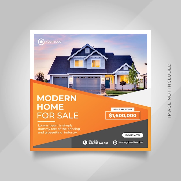 Vector modern house real estate sale social media banner template