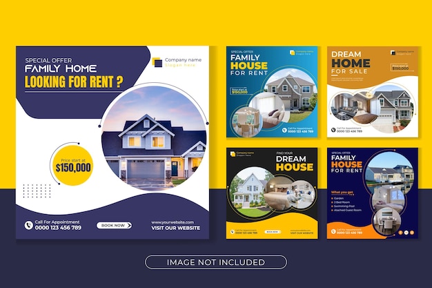 Modern house real estate social media template bundle