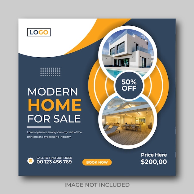 Modern house sale social media banner for rent sale campaign instagram post template