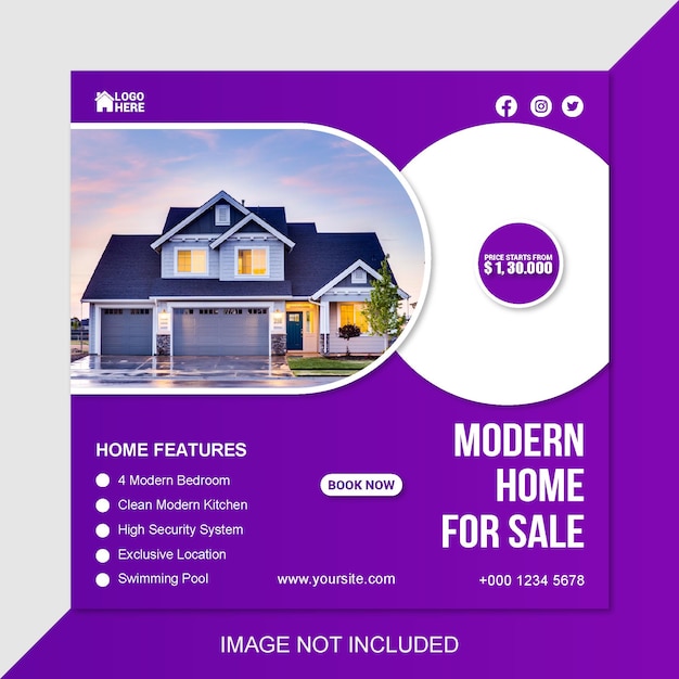 Modern house sale social media post template