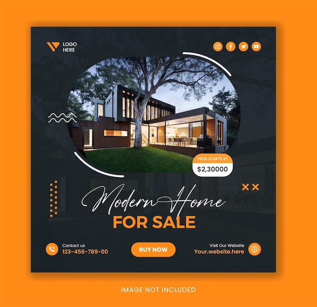 Vector modern house social media post design