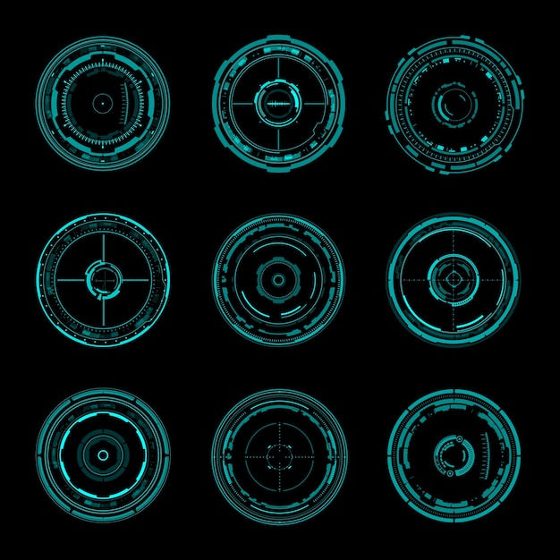 Vector modern hud round element vector set