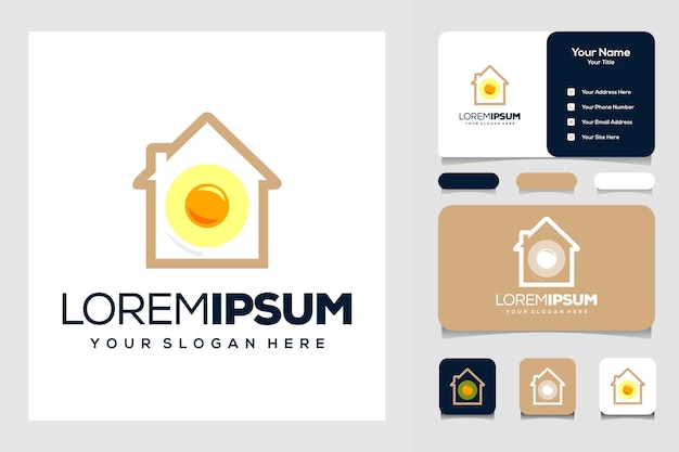 Modern huis en ei logo ontwerp visitekaartje
