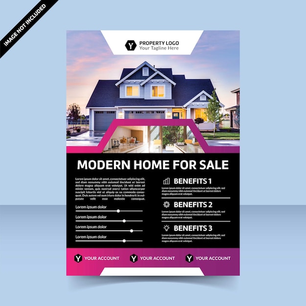 Modern huis te koop flyer sjabloonontwerp beste sjabloon