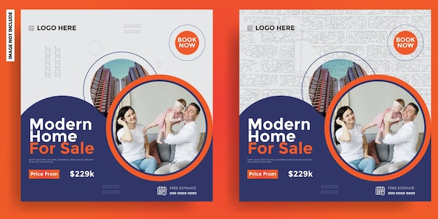 Vector modern huis te koop instagram-postbanner, digitale zakelijke marketingbanner voor advertenties op sociale media