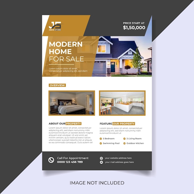 Modern huis te koop onroerend goed flyer-sjabloon