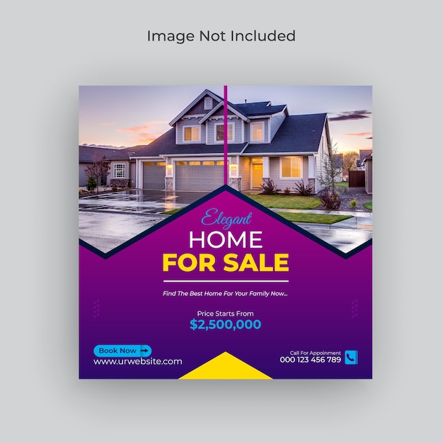 Modern huis te koop onroerend goed instagram post social media banner en webbanner premium vector