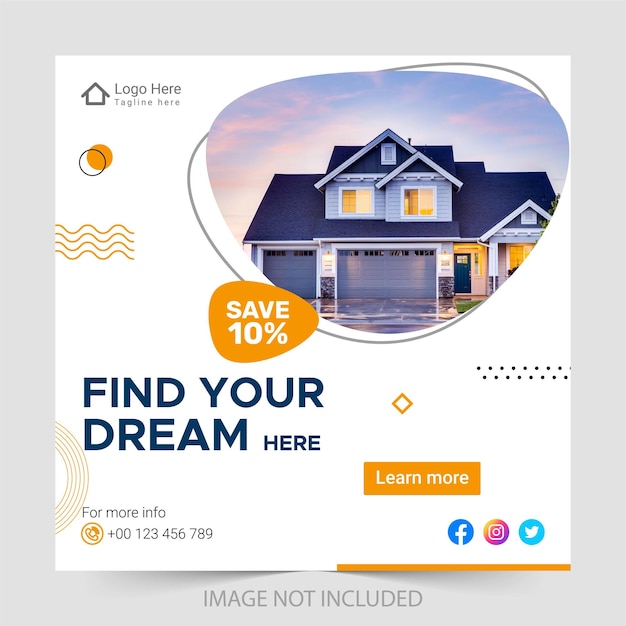 Modern huis te koop social media postsjabloon Premium Vector