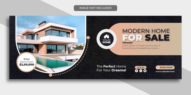 Modern huis te koop sociale media dekking banner header post vector ontwerpsjabloon