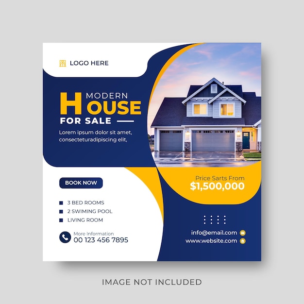 Modern huis verkoop onroerend goed sociale media banner en flyer ontwerpsjabloon
