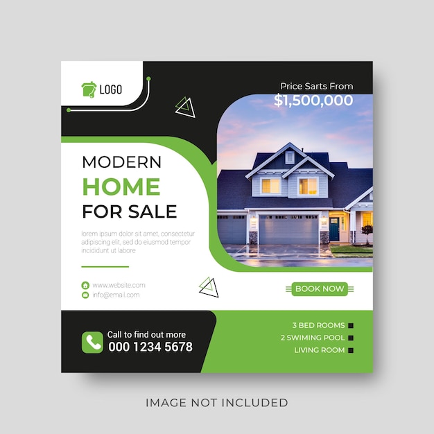 Modern huis verkoop onroerend goed sociale media banner en flyer ontwerpsjabloon