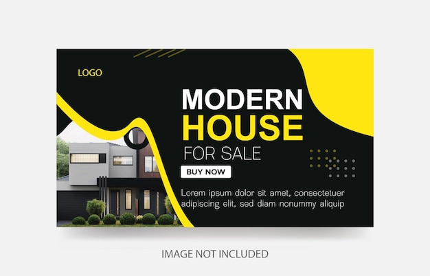 Modern huis voor super verkoop onroerend goed thuis youtube thumbnail banner omslag achtergrondsjabloon