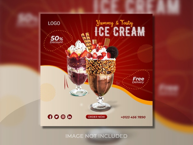 Modern Ice cream concept web banner template