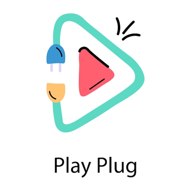 Icona moderna del plug play, stile doodle