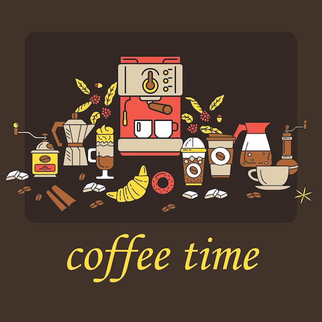 Modern icons for coffee shop and coffee house