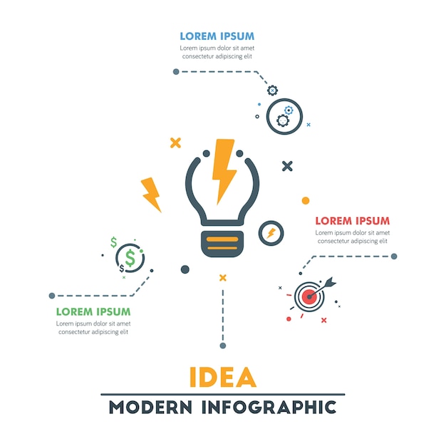 Инфографический шаблон современной идеи с иконками