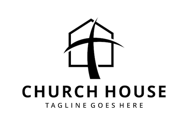 Современная иллюстрация логотип церковной религии со знаком дома современный векторный графический аннотация