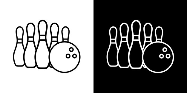 Vector modern illustration with black bowling vector icon of bowling equipment