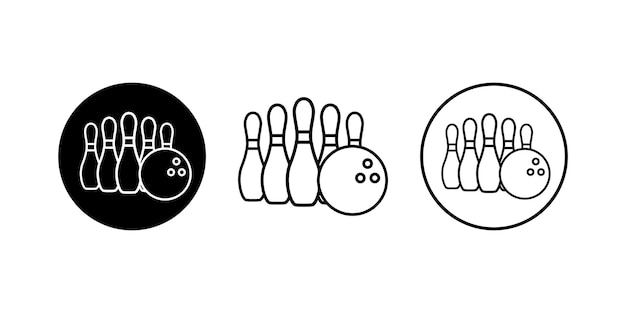 Modern illustration with black bowling Vector icon set of bowling equipment