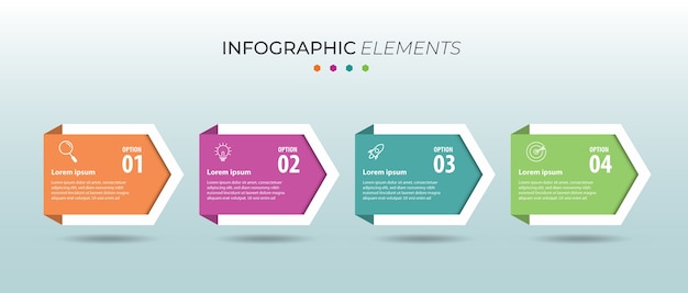 Modern infographic business template with 4 options, steps, number template design