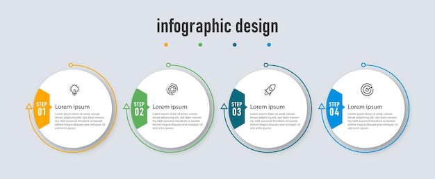Современный инфографический круговой бизнес-шаблон и визуализация данных с 4 вариантами