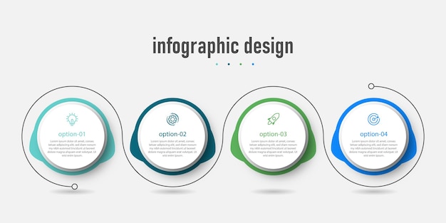 Современный инфографический дизайн бизнес-шаблона и четырехступенчатый рабочий процесс с номером варианта