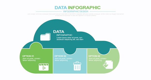 Puzzle di layout di progettazione infografica moderna a forma di nuvola stock illustrazione cloud computing