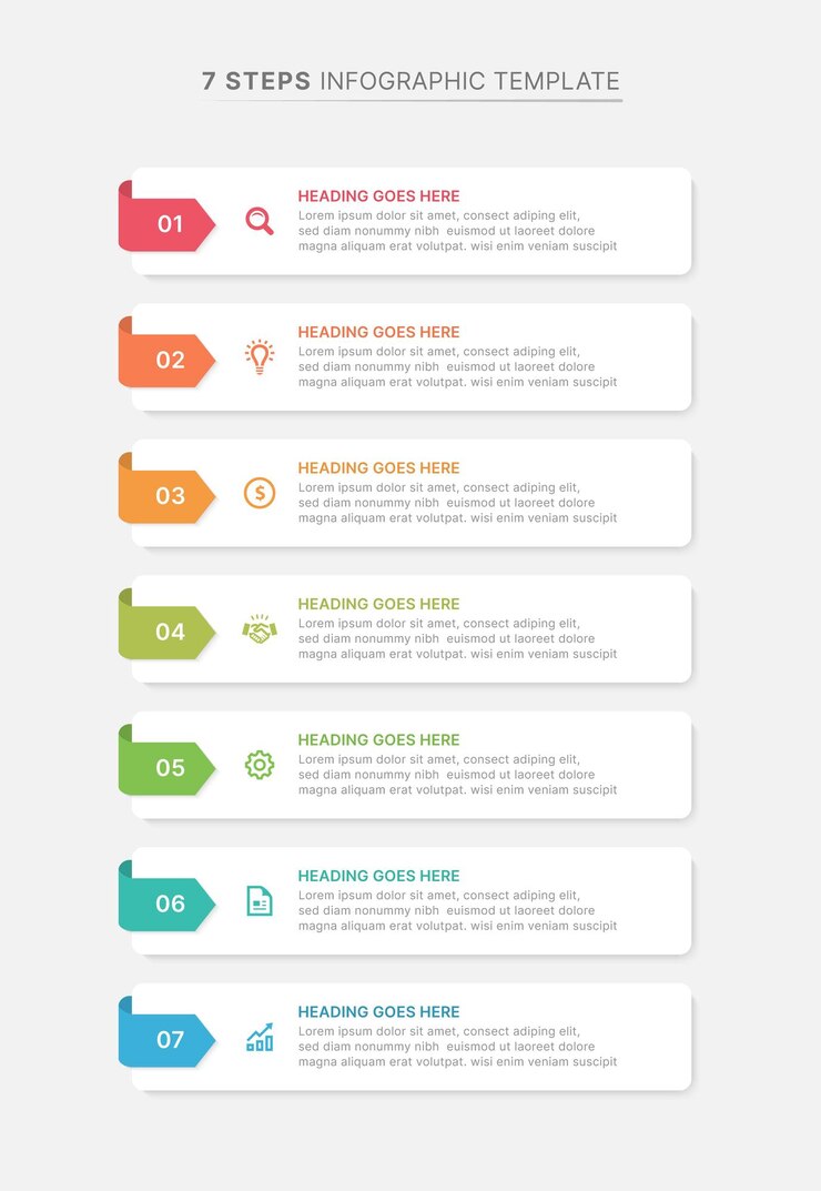 Vector modern infographic design template with 7 data points