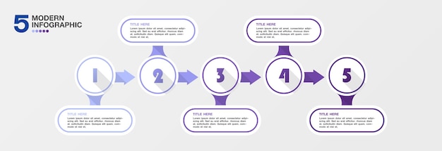 Vettore design infografico moderno con numero e 5 opzioni o passaggi