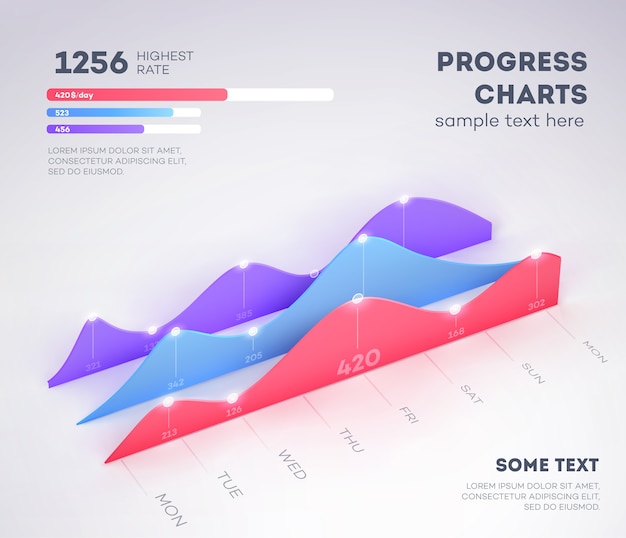 Vector modern infographic elements on light background. business graph.