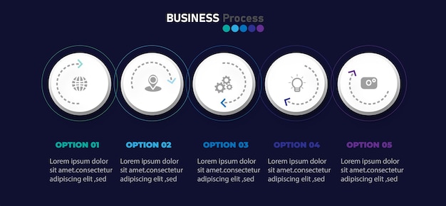 Modern infographic label design with thin lines flat circle.