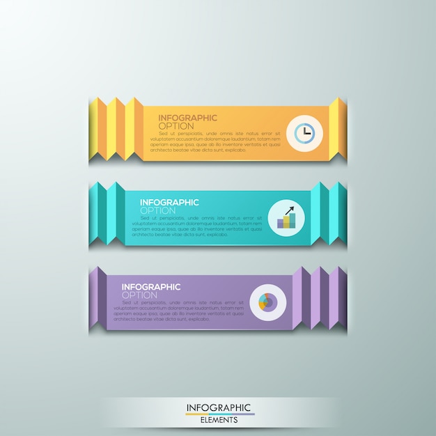 Modern infographic option banner with 3 ribbons