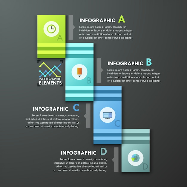리본으로 현대 infographic 옵션 배너