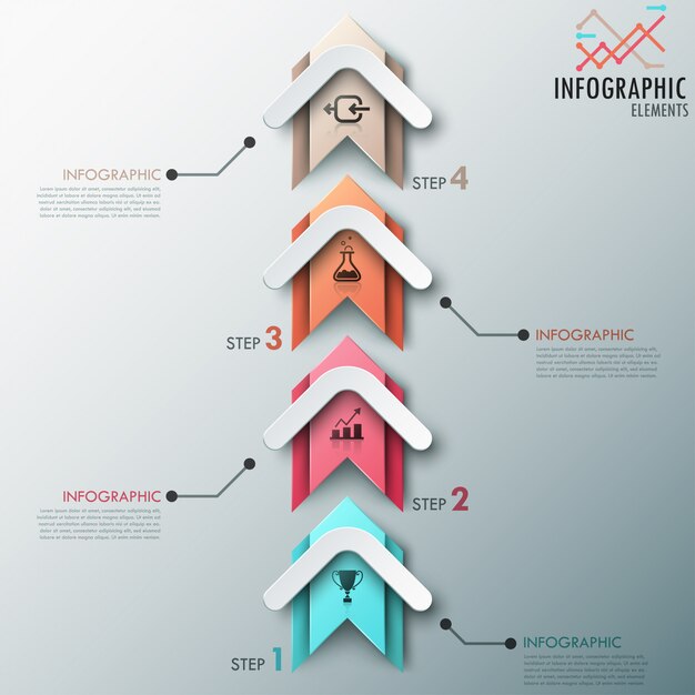 Modern infographic processjabloon met pijlen