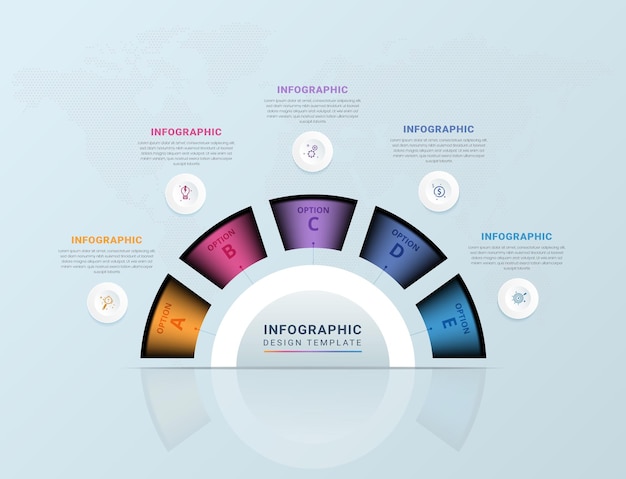 Modern infographic-sjabloon met vijf stappen