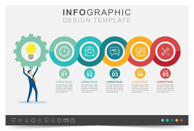 Modern infographic template presentation steps in working